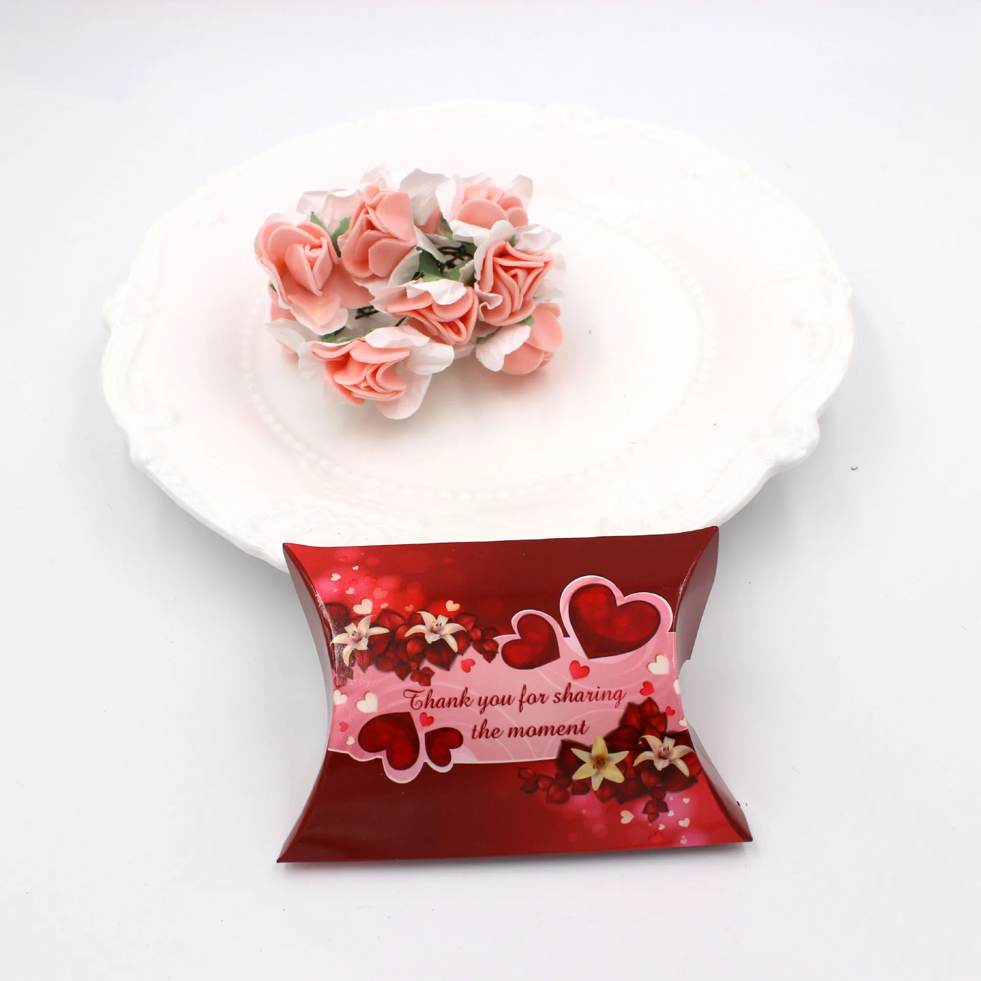 red pillow love heart candy box wedding return package gifts