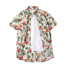 Sample available summer colorful flower printed men loose hawaiian shirt rayon short sleeve