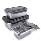 Stainless Steel Environmentally Airtight food Tiffin Steel Reusable Lunch Box Picnic Metal storage container box For Outdoor