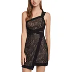 Wholesale summer custom black sleeveless elegant sexy ladies mini lace dresses