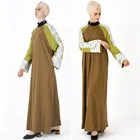 green sequins jilbab loose style matching color round collar long muslim sport abaya for woman