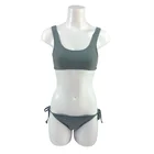 Strappy Cutout low waist V-cut tie side sexy bikini for ladies with embroidered logo