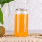 Juice beverage clear plastic pet easy open lid can