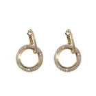 2020 Fashion Statement Luxury Designer Big Bling Gold Crystal Rhinestone Hoop Channel Earrings for Women Ladies Jewelry