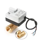 AC220V DN15 DN20 DN25 2 Way 3 Wires Brass Motorized Ball Valve Electric Actuato With Manual Switch