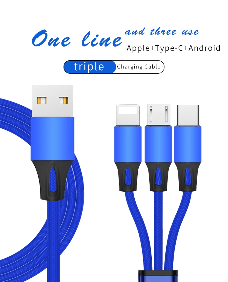 Wholesaler Fashionable Christmas 3A 3 in 1 High Quality Usb Cable For Iphone/Andriod/Type C charger - ANKUX.COM