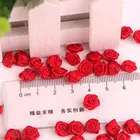 Satin Ribbon Rose Flowers Small Handmade Roses Mini Lace