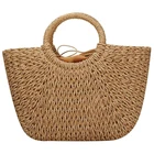 Wholesale women summer natural raffia straw bag straw beach tote bag
