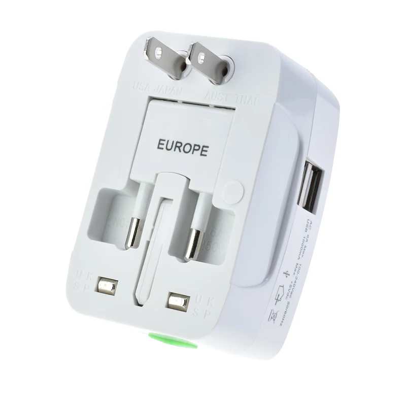 EU US UK AU Swiss Brazil Indonesia Canada France World All in One Universal Promotional Travel Adaptors With 2 Usb