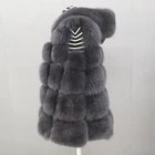 Factory Direct Wholesale fox fur vest with hood chunky fur vest winter vest fur