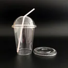 12oz-85mm 350ml PET Disposable plastic customized logo printed tea beverage cups with lids