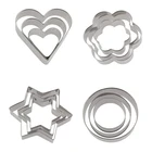 3PCS Set Round Flower Star Heart Shape Stainless Steel Cake Cutter