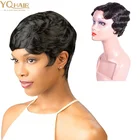 Virgin Brazilian Pixie Cut Short Human Hair Wigs,6 Inch Curly Full Lace Pixie Culrs
