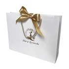 Logo Customization Gift Paper Bag New Design Custom Gift Ribbon Bow Paper Bag with Cotton Rope Handle