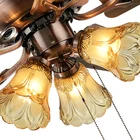 National Style Flower Indoor Decorative Solid Wood Antique Home Ceiling Fan With Light