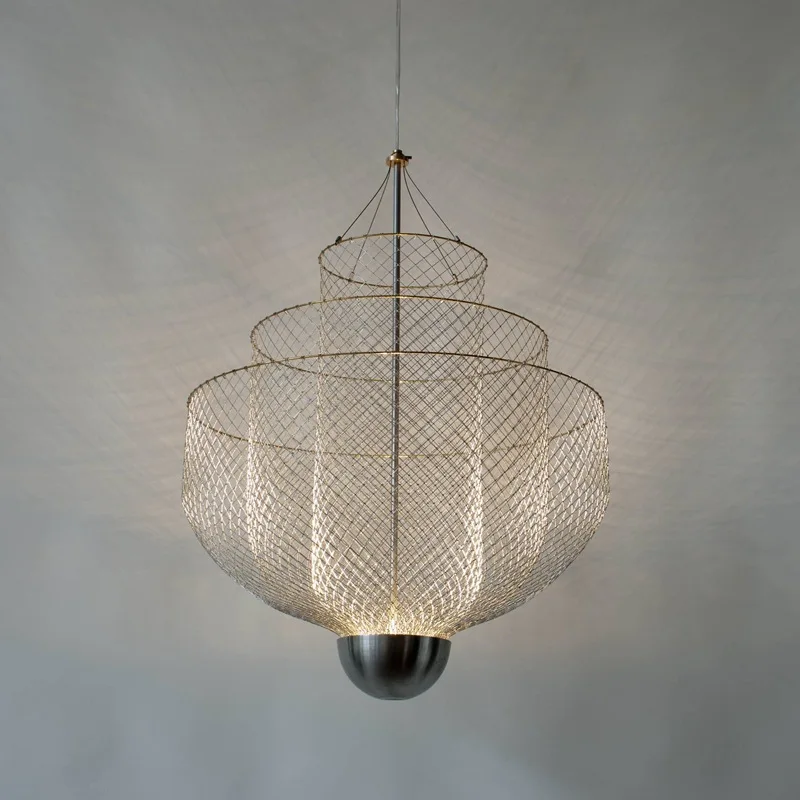 2020 new Customizable size contemporary light luxury metal grid light and shadow pendant lamp
