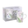 Hot selling 11 oz custom logo elegant floral breakfast cup mug & coaster set