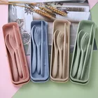 Wheat straw portable western tableware box set student travel knife and fork set three-piece