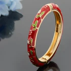 SAF Jewelry Cloisonne Simple Retro Ethnic Plated 24k Gold Clasp Bangles Resin Bracelet