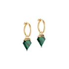 Vintage sterling silver gold plated small hoops with natural shield stone beaded drop earrings