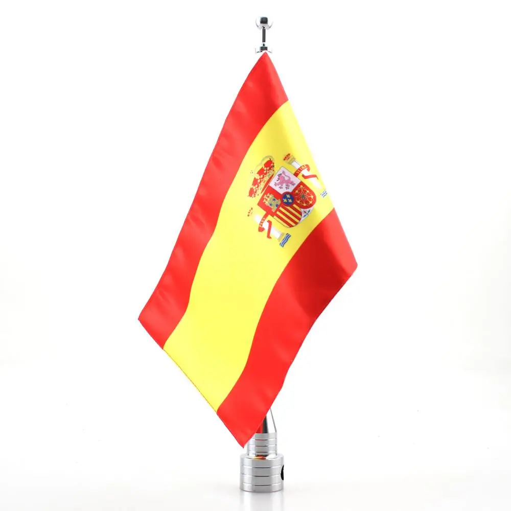 Chrome Motorcycle Rear Side Mount Flag Pole Spanish Flag Fit For Harley Luggage Rack