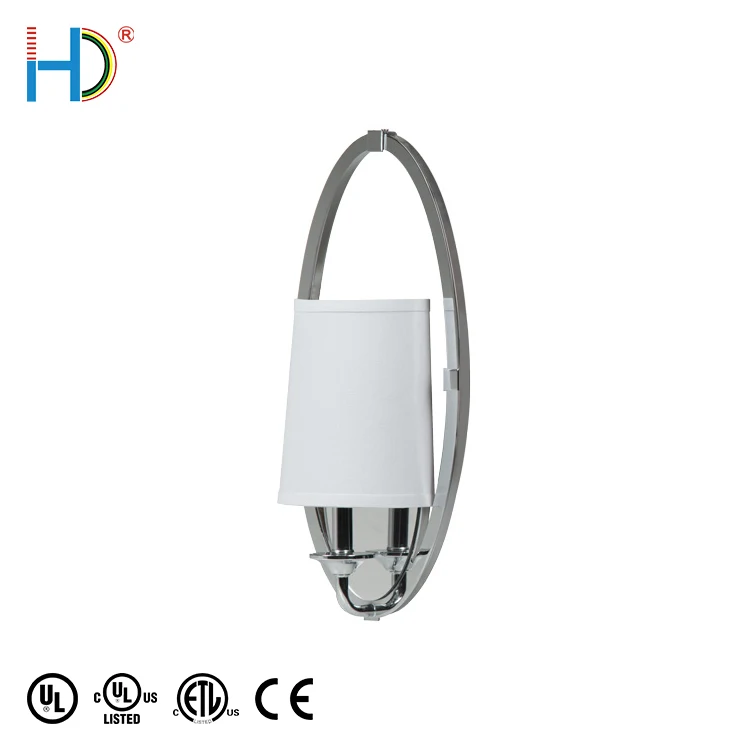 Polished Chrome Finish Wall Mounted White Acrylic Shade Wall Light