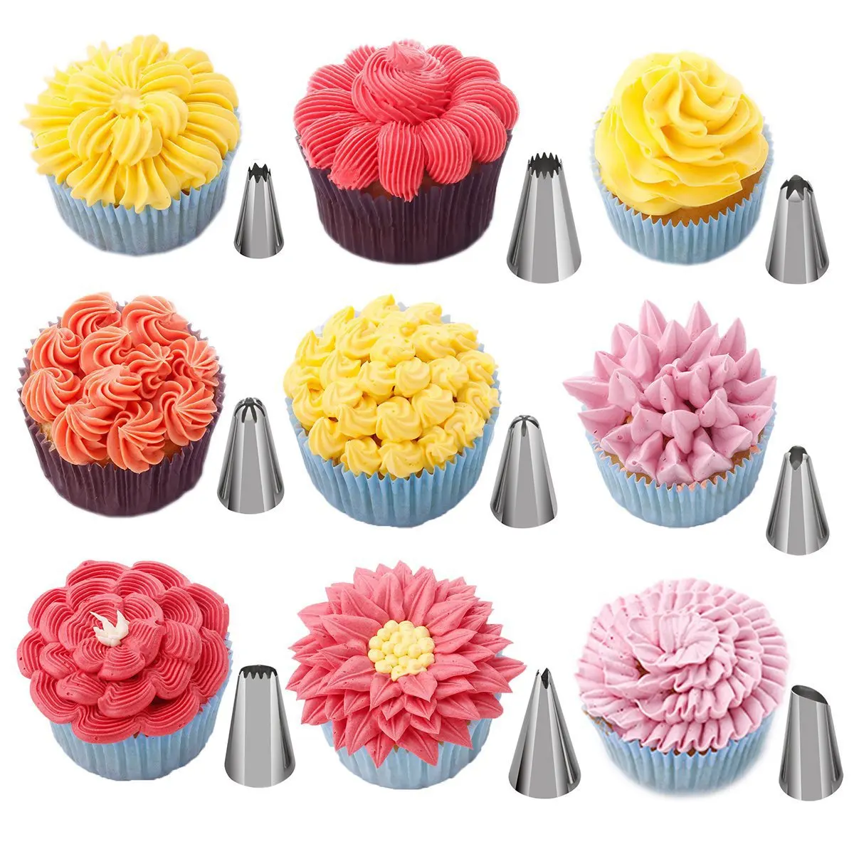 Stainless Steel Nozzle Pastry Cookies Tools Icing Piping Nozzles Open