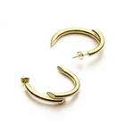 New Simple Line Design 100% Copper Colored Gold Earrings for Women Drop Silver Earring Long Big Jewelry Fashion