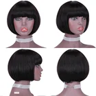 Hair Brazilian Inch 100%human Hair Wigs Straight Bob Brazilian 8 Inch Short Silky Straight Bob Human Hair With Bangs
