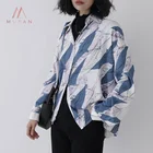 High Quality Ins Style Geometric Pattern Korean Casual Shirts Loose Women Blouses