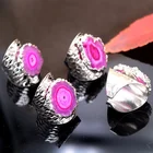 Stone Sunflower Crystal Sun Agate Ring Plating Silver Irregular Ring