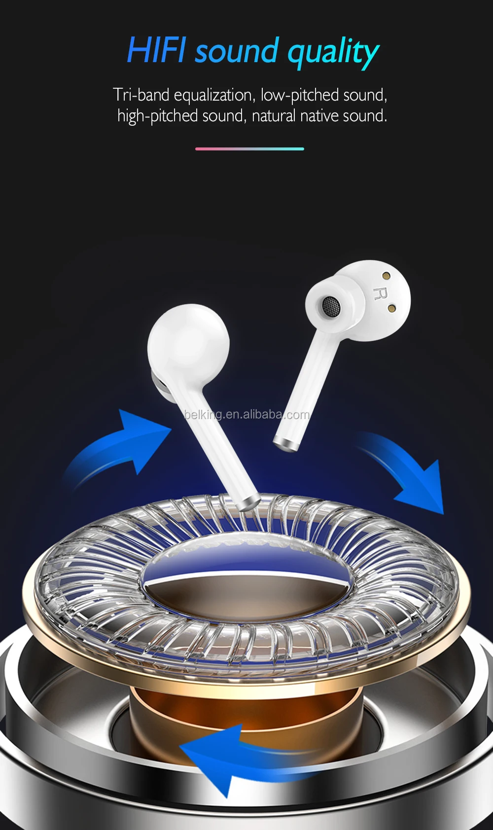 BK-TW40 Smart V5.0 Chip Earbuds BT Wireless Earphone HiFi Stereo Bluetooth Wireless Headphone - ANKUX.COM