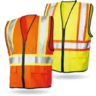 multi pockets 100% polyester high visibility orange mesh fabric workmans safety reflective vest