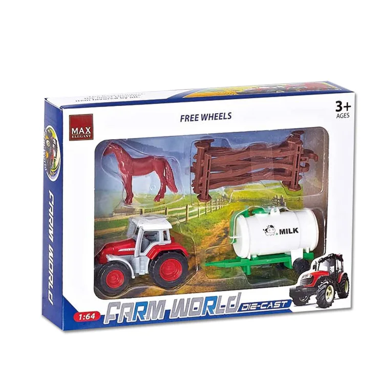 High Quality Kids Educational Animal Alloy Diecast Pull Back Friction Farm Truck Toy