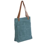 Fashion shopping bag custom denim fabric beach handbag ladies leather handbag