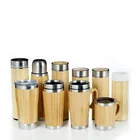 280ml/420ml Stainless Steel Coffee Bamboo Cup Mug/ Double Wall Insulated Vacuum Flask Thermos Water Drinking Tea Cup