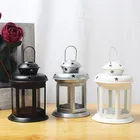 Christmas metal white candle lantern for home decoration with glass jar