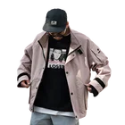 Autumn new men's multi pocket casual coat couple Japanese style zippered cargo jacket