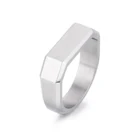 Custom Engraved Name Logo Silver Blank Metal Stainless Steel Signet Rings For Men