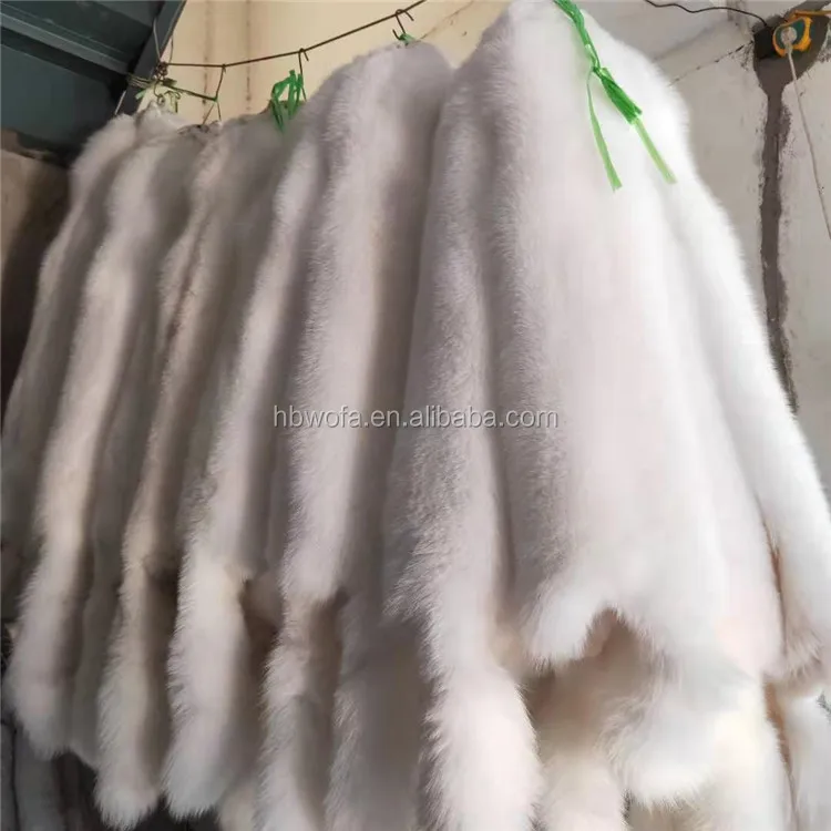 tanned natural large size whole skin white fox fur hide pelts