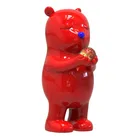 Global Limited Edition Large Red Painted Bear Sculpture Decoration Resin Crafts