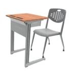 Study Wooden Chair And Table School Furniture Classroom Study Desk Wood Single Double For College Students