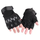 Custom Outdoor Non-Slip Leather Police Touch Screen Hard Knuckle Half Finger Military Tactical Gloves