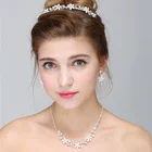 Fashion Flower Bridal Headdress Necklace Earring Tiara Pure Handmade Wedding Crystal Jewelry set
