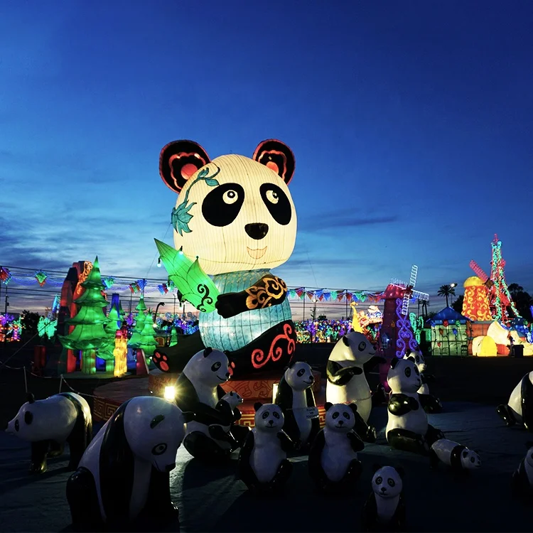 stability supplier- fabric electric chinese panda lantern