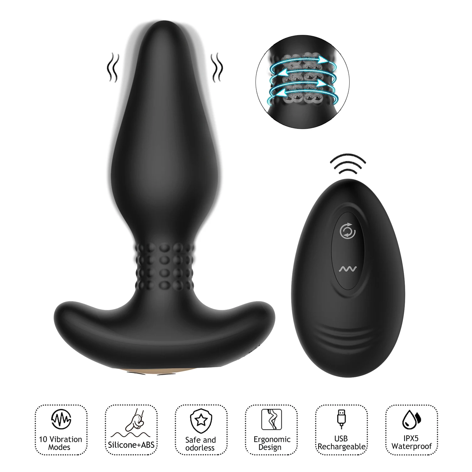 Winyi Rotation Vibration Male Anal Vibrator Oem Trending Butt Plug