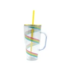 Water Bottle Plastic Mason Jar Eco friendly Plastic Cup Sports Plastic Tumbler with handle