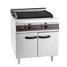 Professional Kitchen Equipment Restaurant countertop briquette Grill Gas Lava Rock Broiler With Cabinet