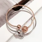 Fashion Simple Spherical Opening Bracelets For Women Classic Stainless Steel Geometric Cuff Bangle Accessories