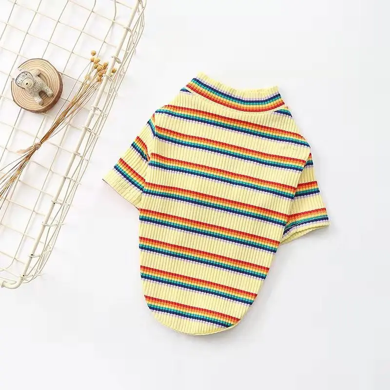High Quality Pet Clothes Dog T-shirt For Autumn New Korea Best Selling Striped Dog Clothes Pet T-Shirt Puppy Clothes Wholesale